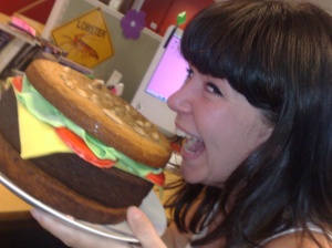 A delicious burger cake… fit for any birthday girl or boy!